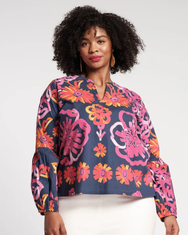 Olive Top - Graphic Gerbera sold by Frances Valentine