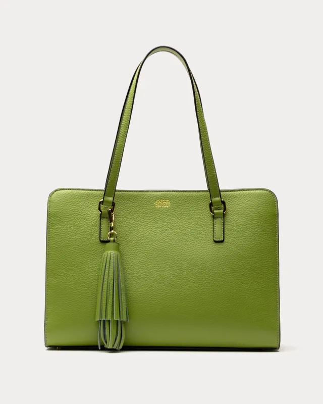 Sami Tote Tumbled Leather Moss Green sold by Frances Valentine