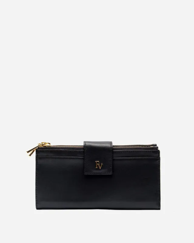 Double Slim Wallet Soft Nappa Black Oyster sold by Frances Valentine