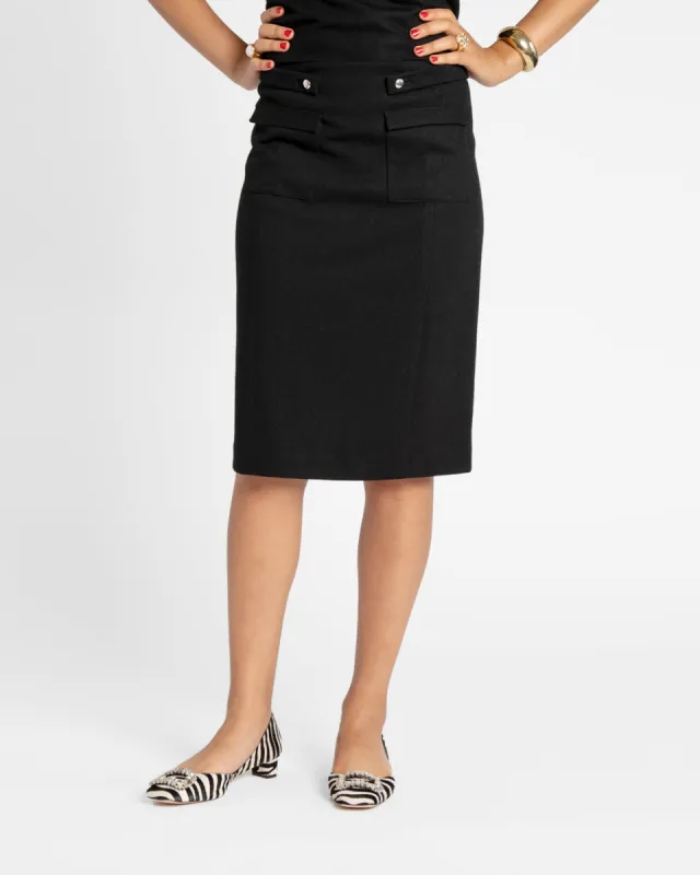 Wool Pencil Skirt Black sold by Frances Valentine