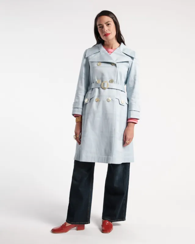 Jacqueline Coat Jacquard Light Blue sold by Frances Valentine