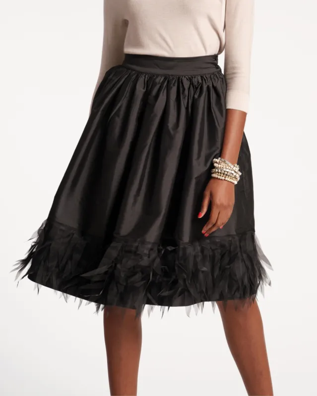 Barbara Midi Feather Skirt - Black sold by Frances Valentine