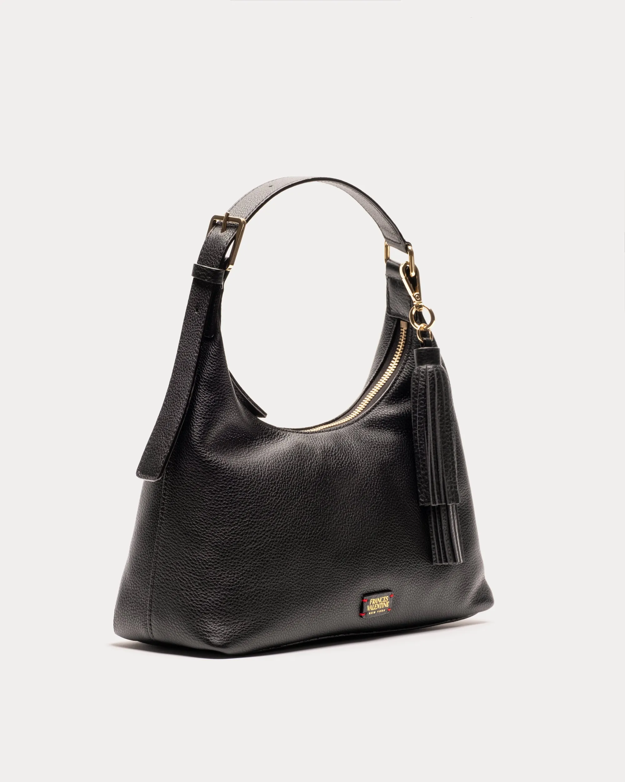 Frances Valentine Iron Hobo Tumbled Leather Black Parallel