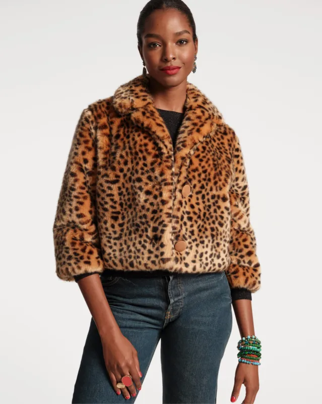 Erika Jacket Faux Fur Leopard made by Frances Valentine