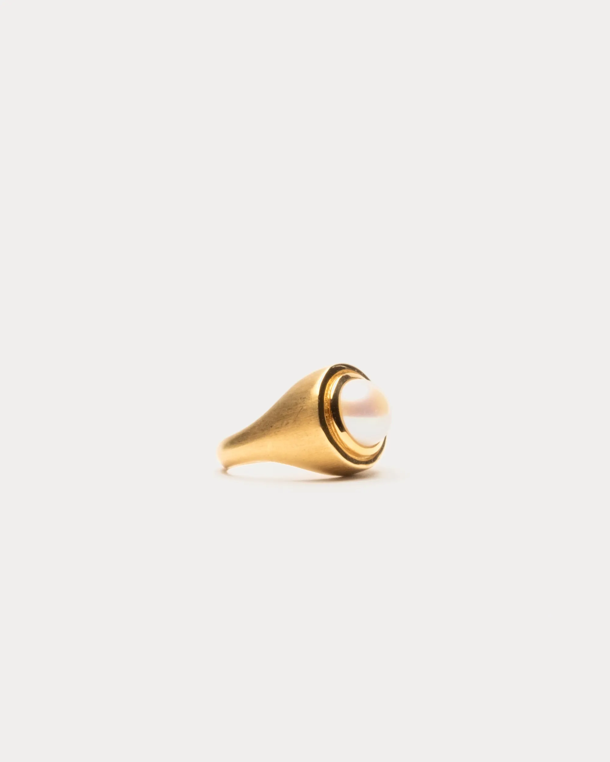 Mini Signet Ring Pearl Gold sold by Frances Valentine