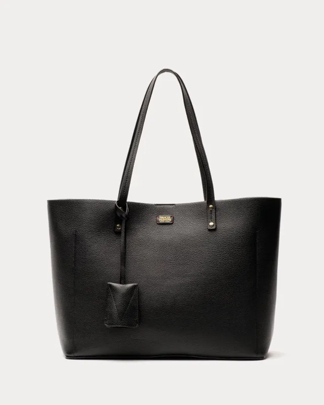 Trixie Tote Tumbled Leather Black sold by Frances Valentine