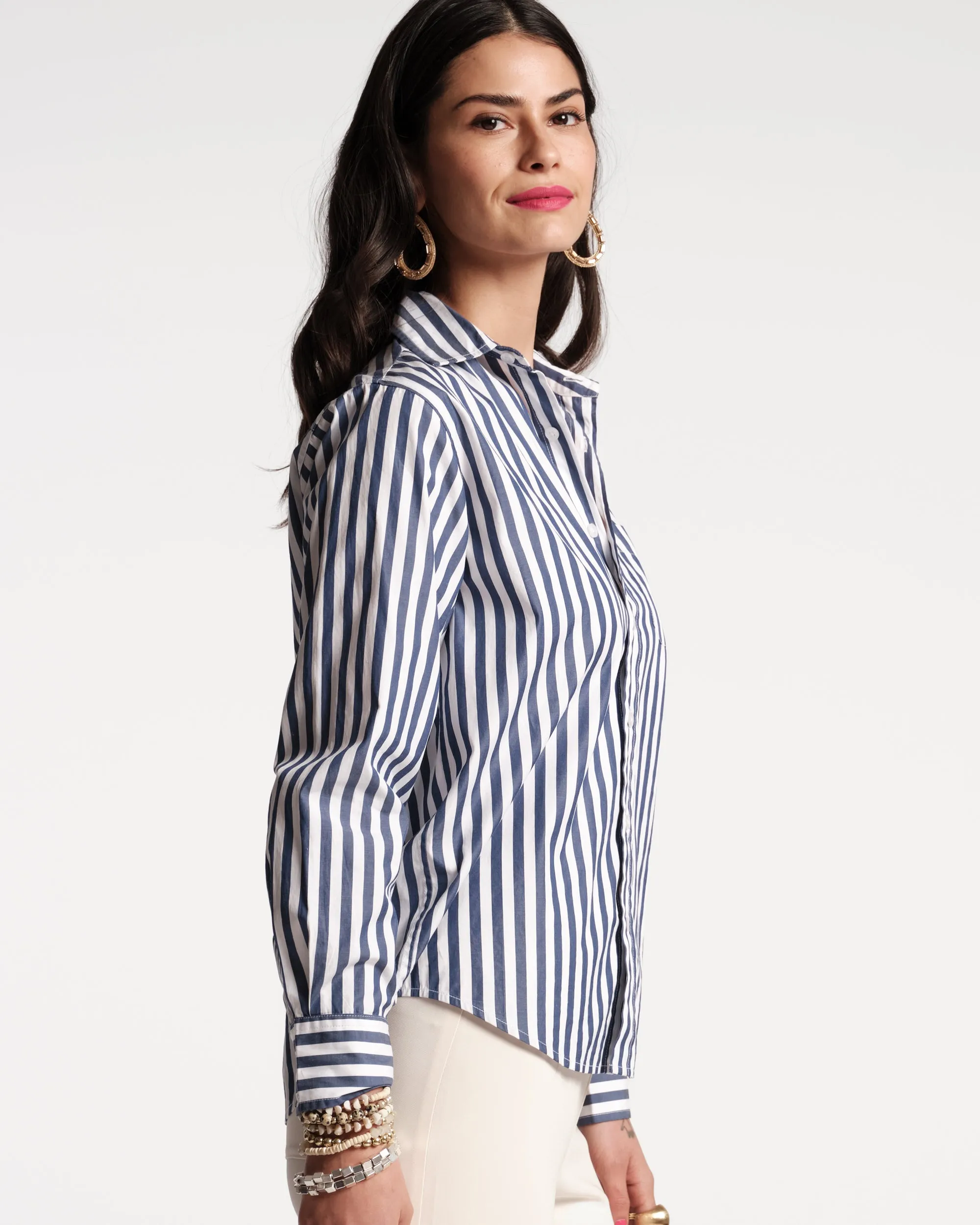 Perfect Button Down - Stripe Navy sold by Frances Valentine product image thumbnail 3