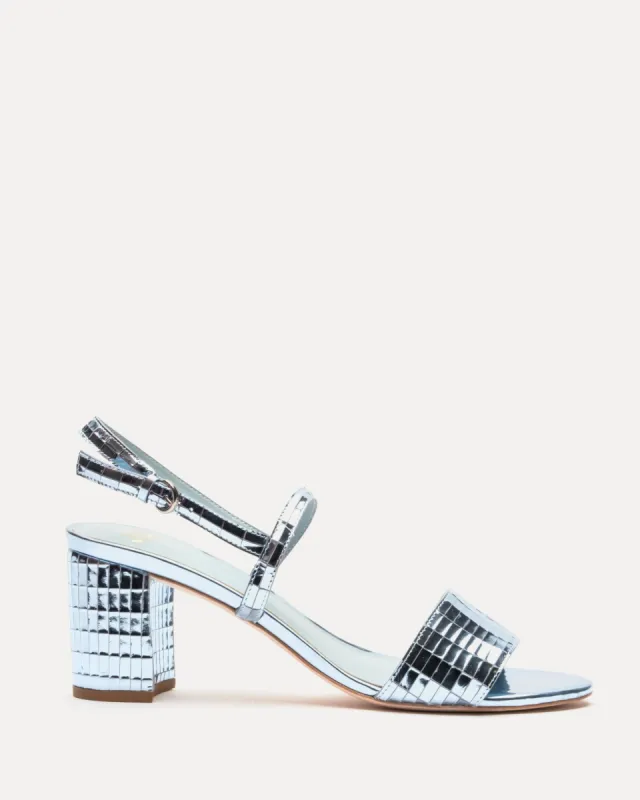 Bettina Sandal Disco Leather Celeste made by Frances Valentine