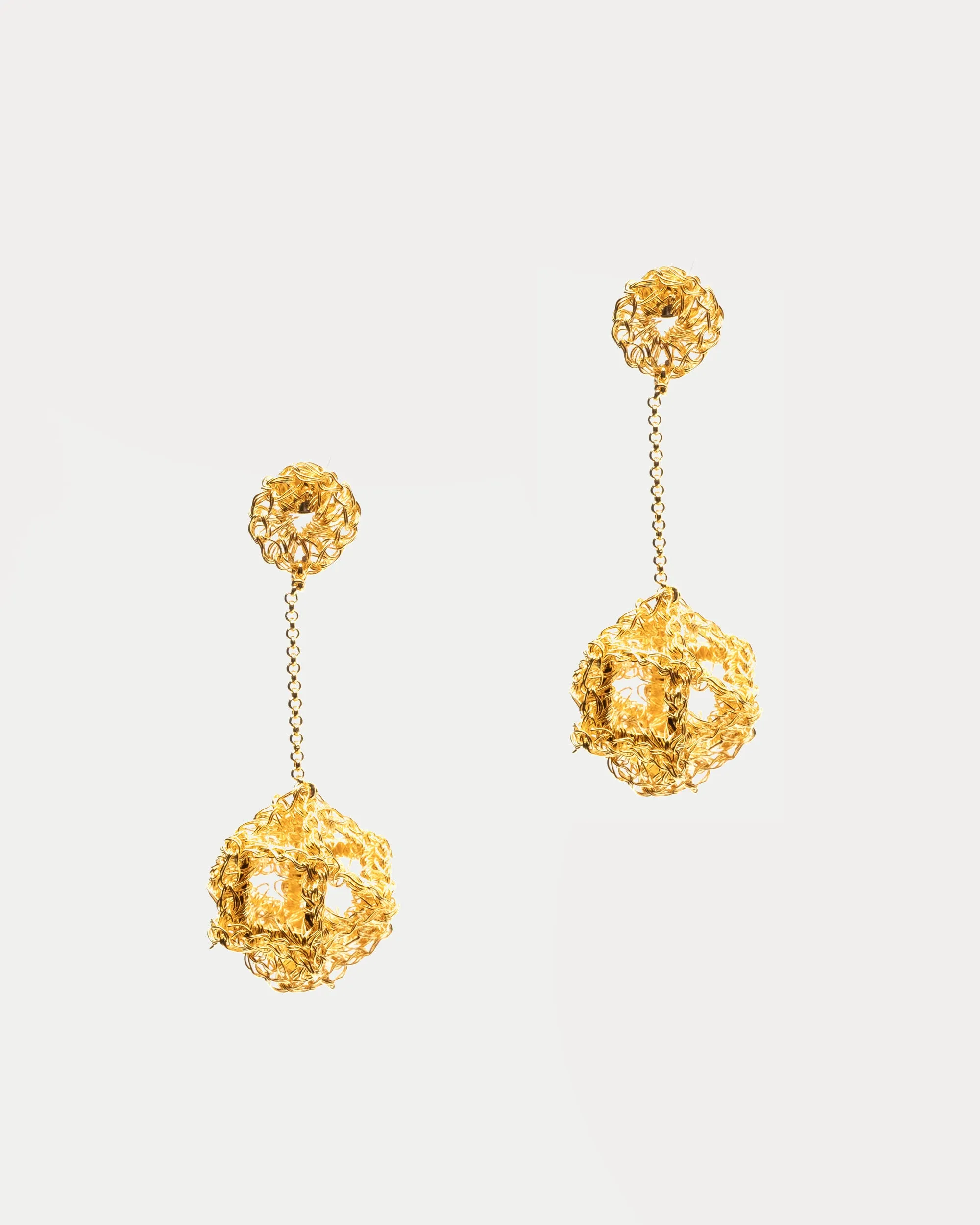 Cube Dangle Earrings Gold White sold by Frances Valentine