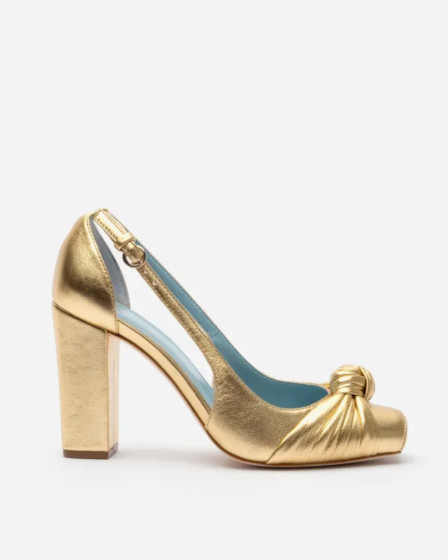 Retro Pump Metallic Leather Platino sold by Frances Valentine