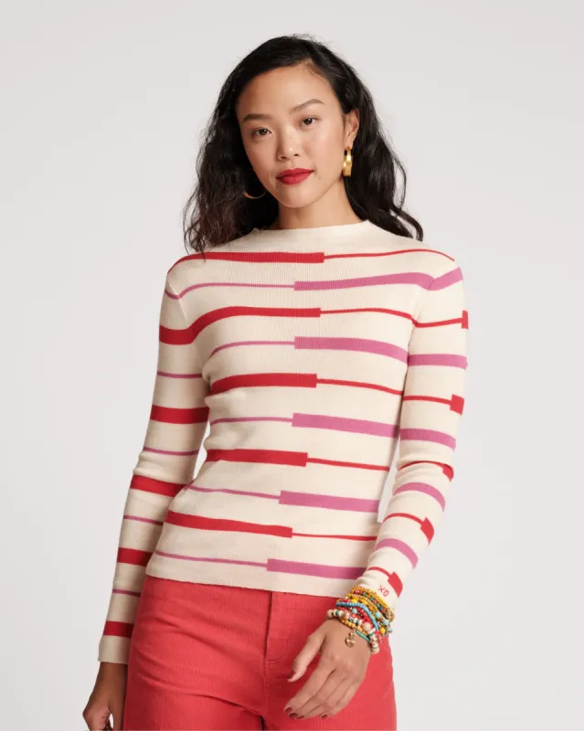 Marie Long Sleeve Sweater Shadow Stripe Multi sold by Frances Valentine