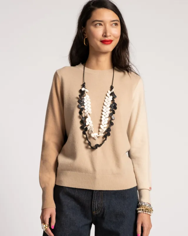 Colorblock Crewneck Natural sold by Frances Valentine
