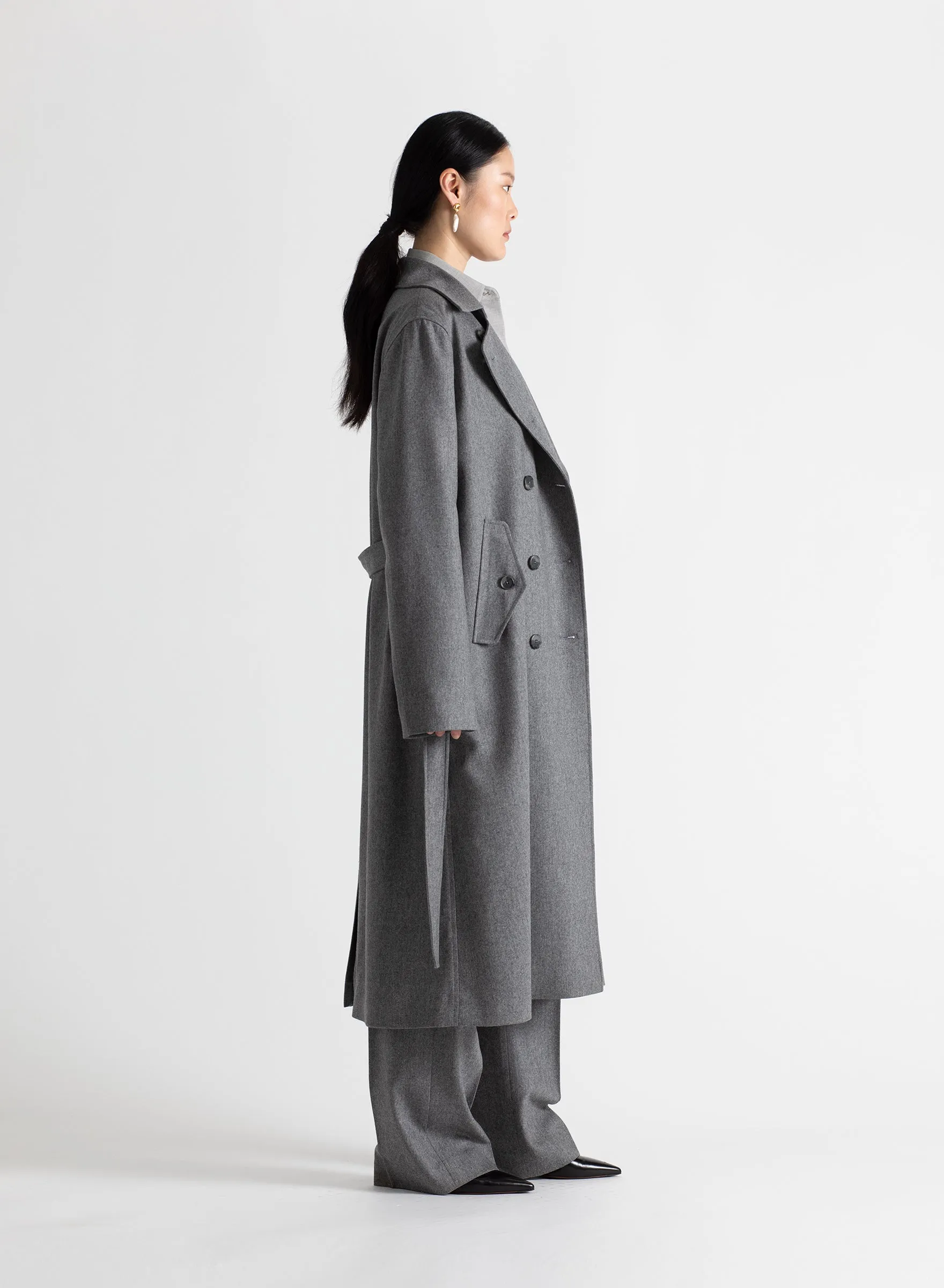 Storm Flap Trench Coat in Medium Heather Grey sold by MARIA McMANUS product image thumbnail 2