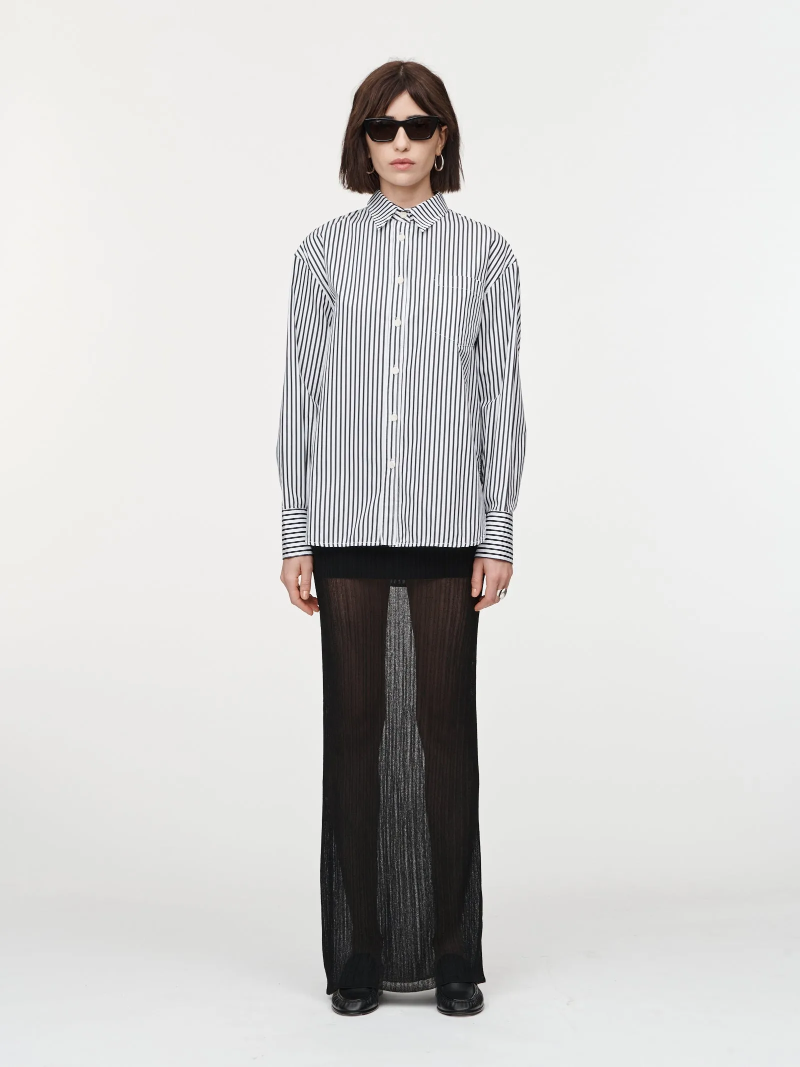 Oversized Shirt in Black x White Stripe sold by MARIA McMANUS