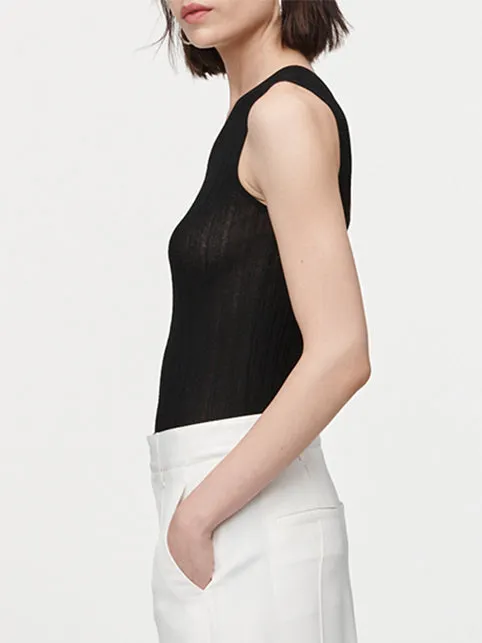Crepe Ribbed One Shoulder Top in Black sold by MARIA McMANUS product image thumbnail 2