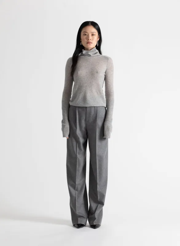 Feather Weight Turtle Neck in Heather Grey sold by MARIA McMANUS