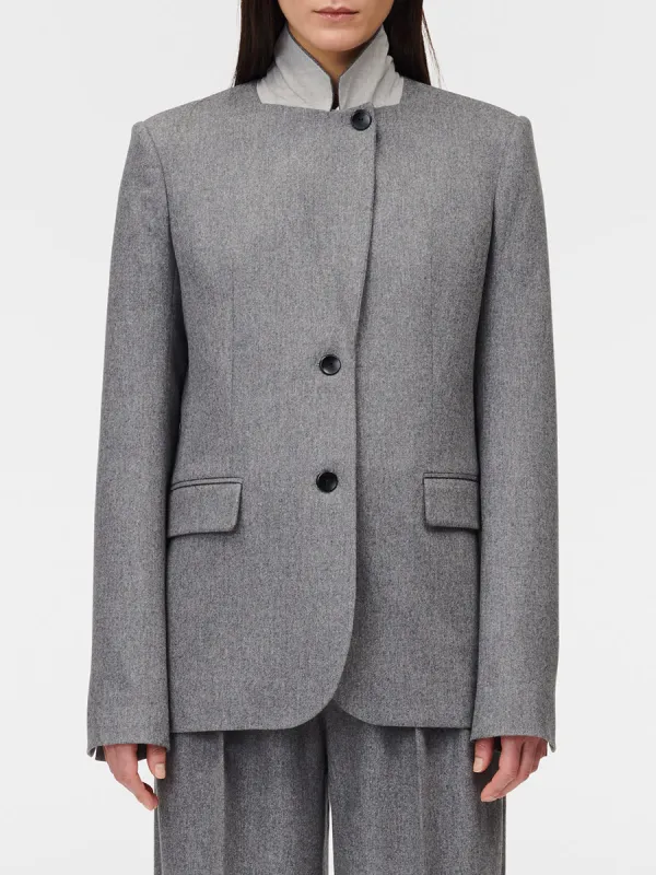 Single Breasted Convertible Blazer in Charcoal Melange sold by MARIA McMANUS