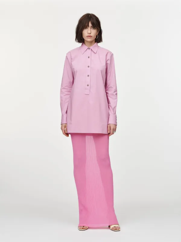 Long Sleeve Mini Shirt Dress in Peony sold by MARIA McMANUS