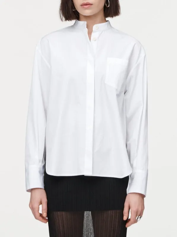 Banded Collar Shirt in White sold by MARIA McMANUS