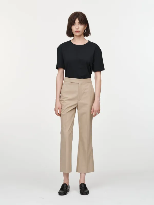 High Waisted Crop Trouser in Beige sold by MARIA McMANUS