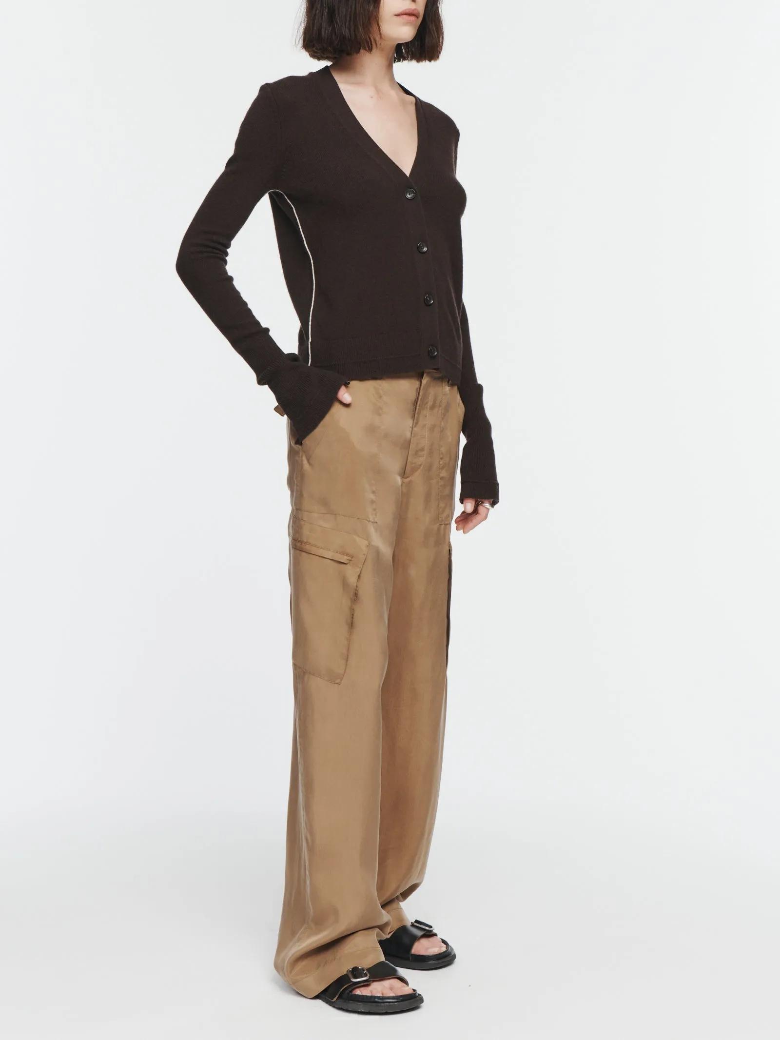 Featherweight Slim Cardigan in Chocolate Brown sold by MARIA McMANUS product image thumbnail 2