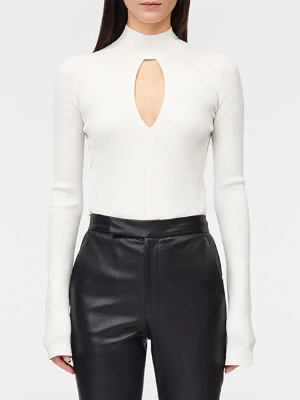 Slit Front Banded Top in Ivory sold by MARIA McMANUS