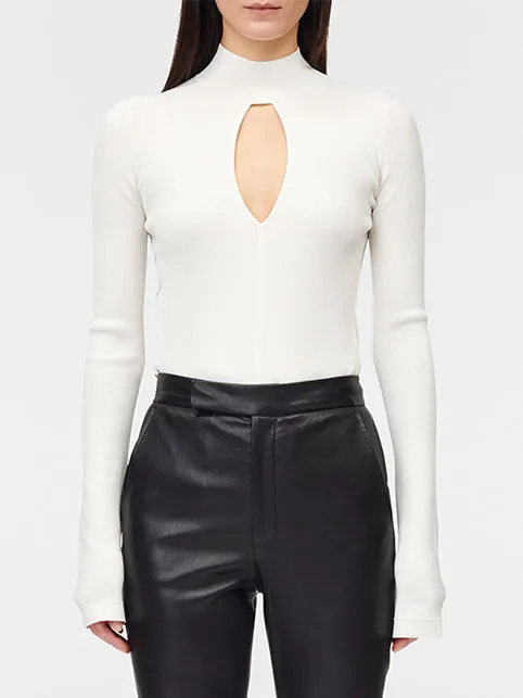 Slit Front Banded Top in Ivory sold by MARIA McMANUS