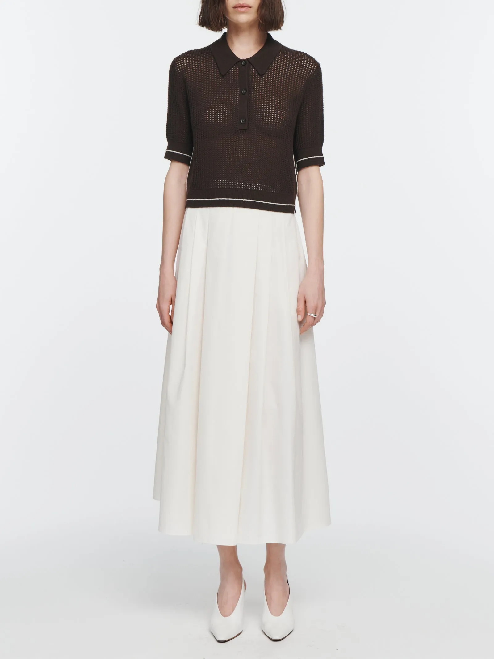 Pleat Front Full Skirt in Ivory sold by MARIA McMANUS product image thumbnail 2