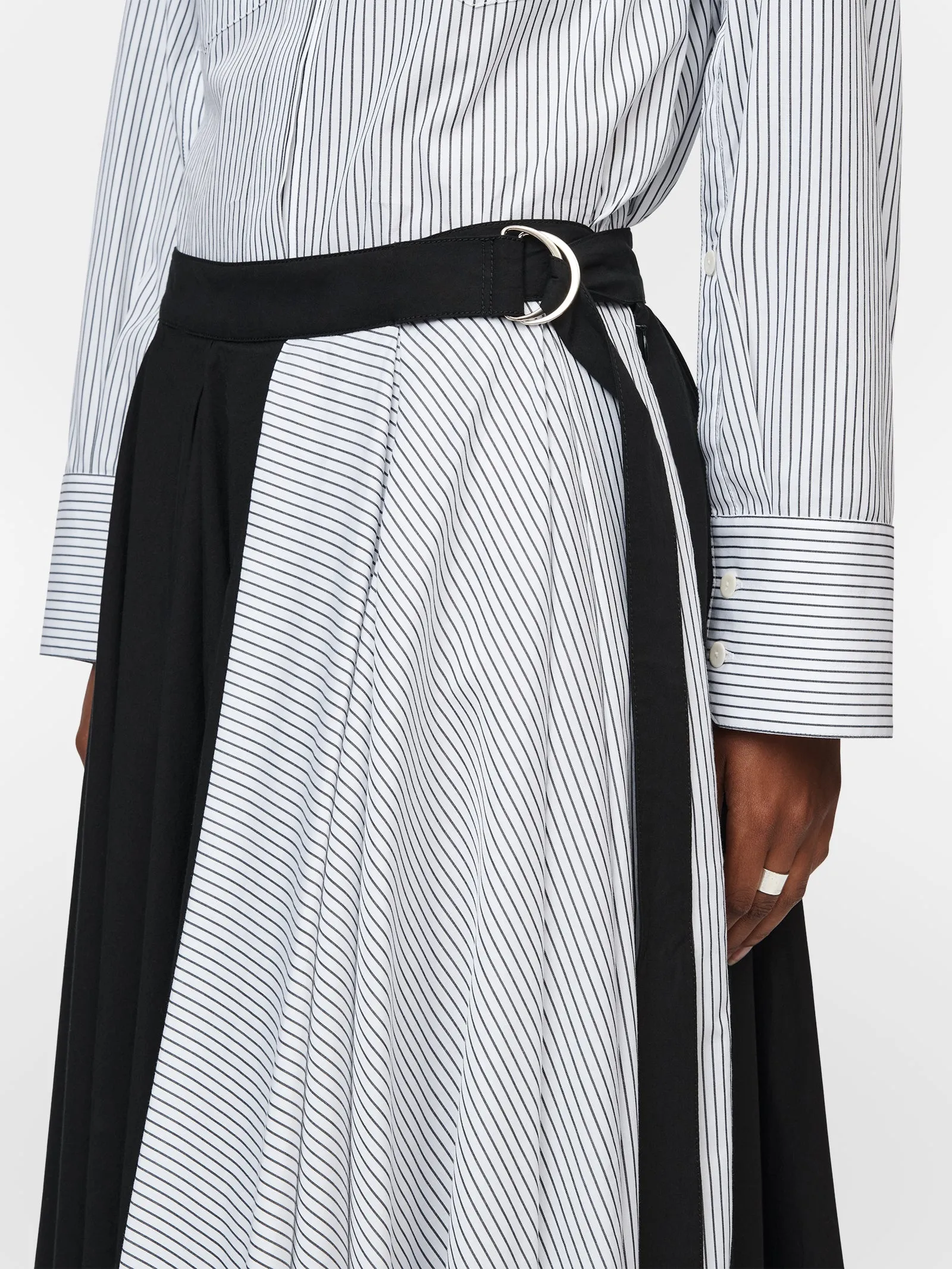 Split Sleeve Shirt in White & Charcoal Stripe sold by MARIA McMANUS product image thumbnail 4