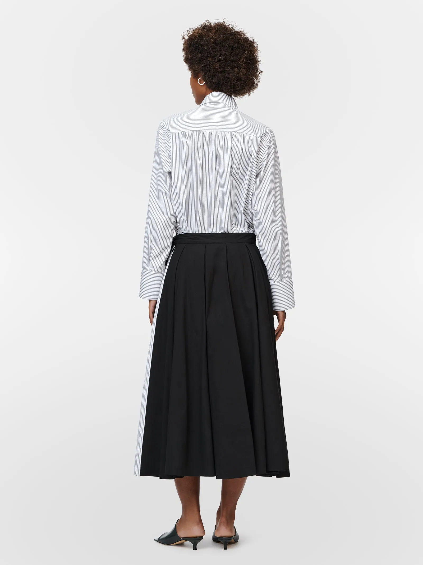 Split Sleeve Shirt in White & Charcoal Stripe sold by MARIA McMANUS product image thumbnail 3