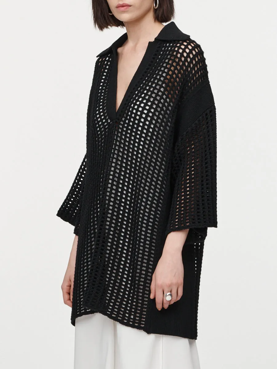 Crochet Polo Tunic in Black sold by MARIA McMANUS product image thumbnail 2