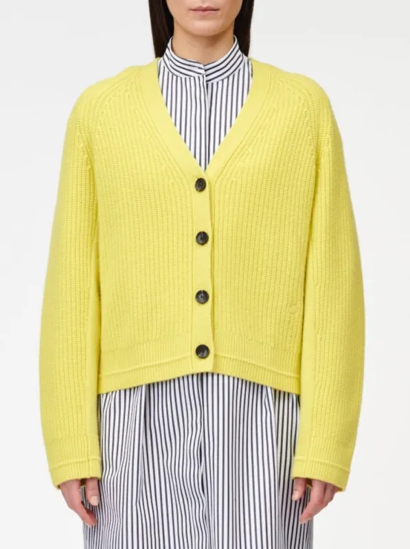 Cocoon Split Sleeve Cardigan in Maize Yellow sold by MARIA McMANUS