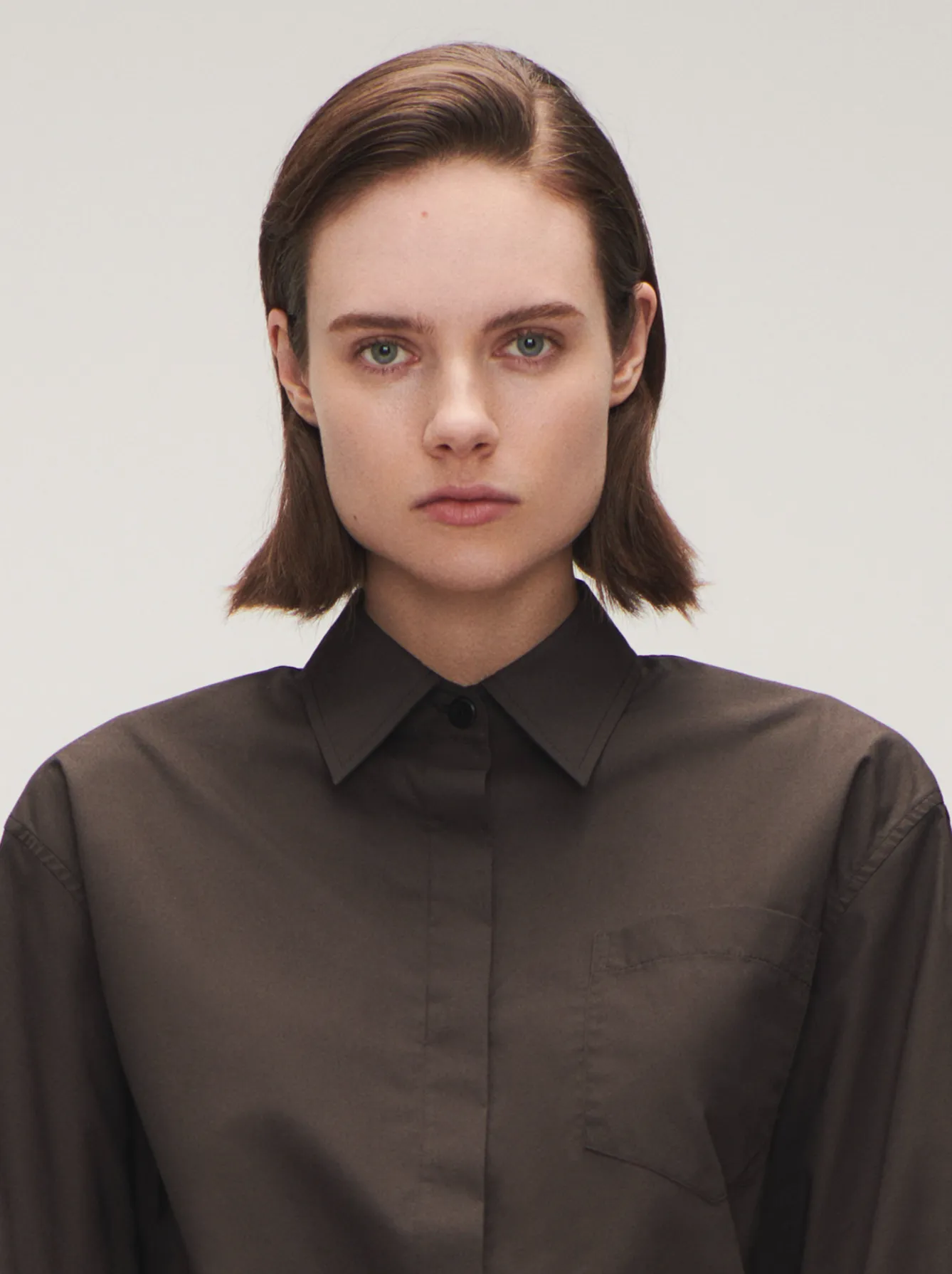 Oversized Covered Placket Shirt in Chocolate Brown sold by MARIA McMANUS product image thumbnail 4