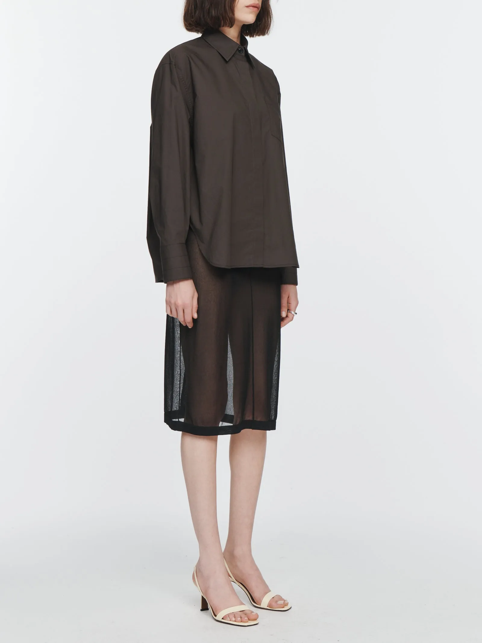 Oversized Covered Placket Shirt in Chocolate Brown sold by MARIA McMANUS product image thumbnail 2