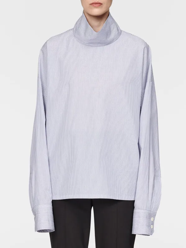 Mock Neck Top in Lilac Stripe sold by MARIA McMANUS