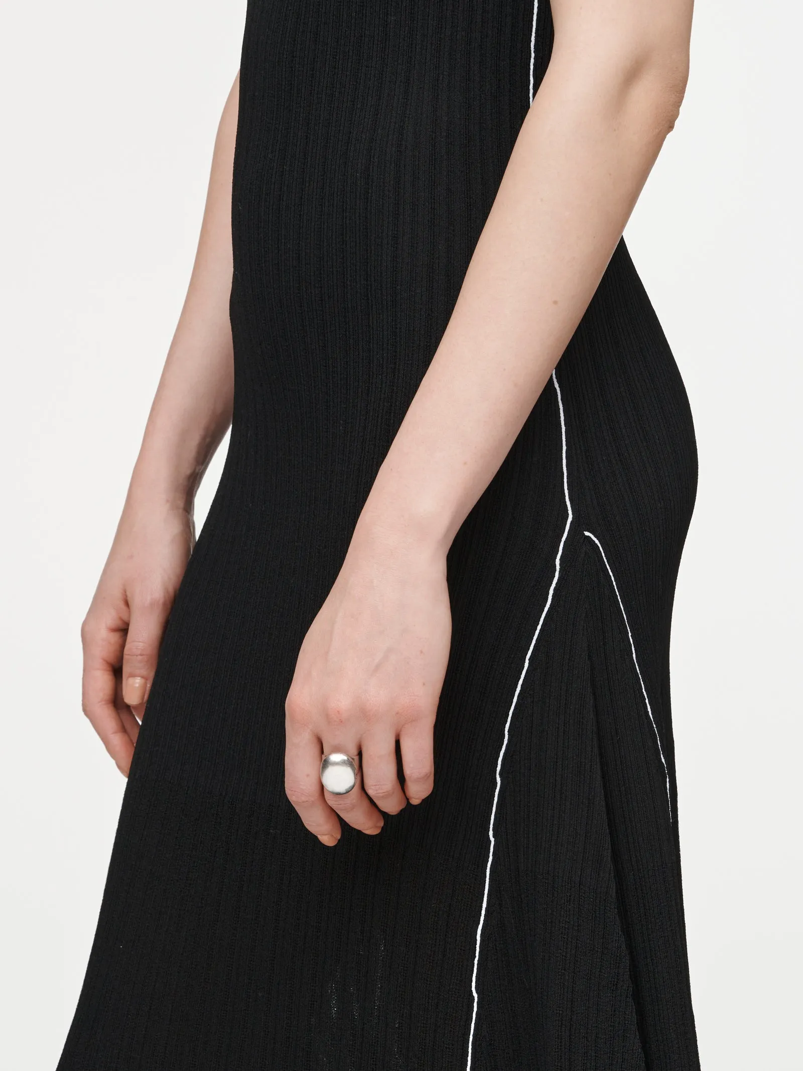 Crepe Ribbed Godet Dress in Black sold by MARIA McMANUS product image thumbnail 3