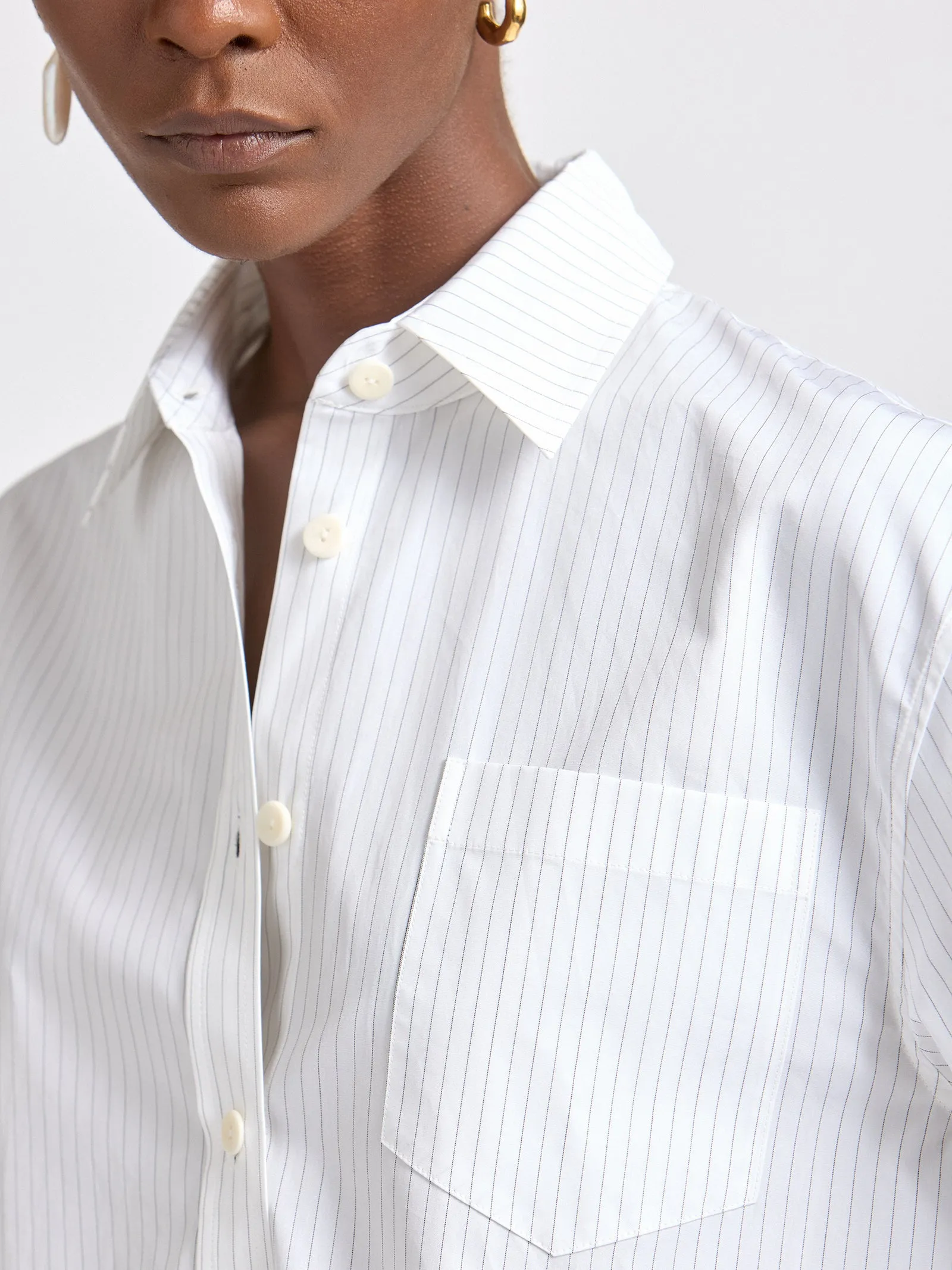 Organic Cotton Oversized Shirt in Fine Stripe sold by MARIA McMANUS product image thumbnail 4