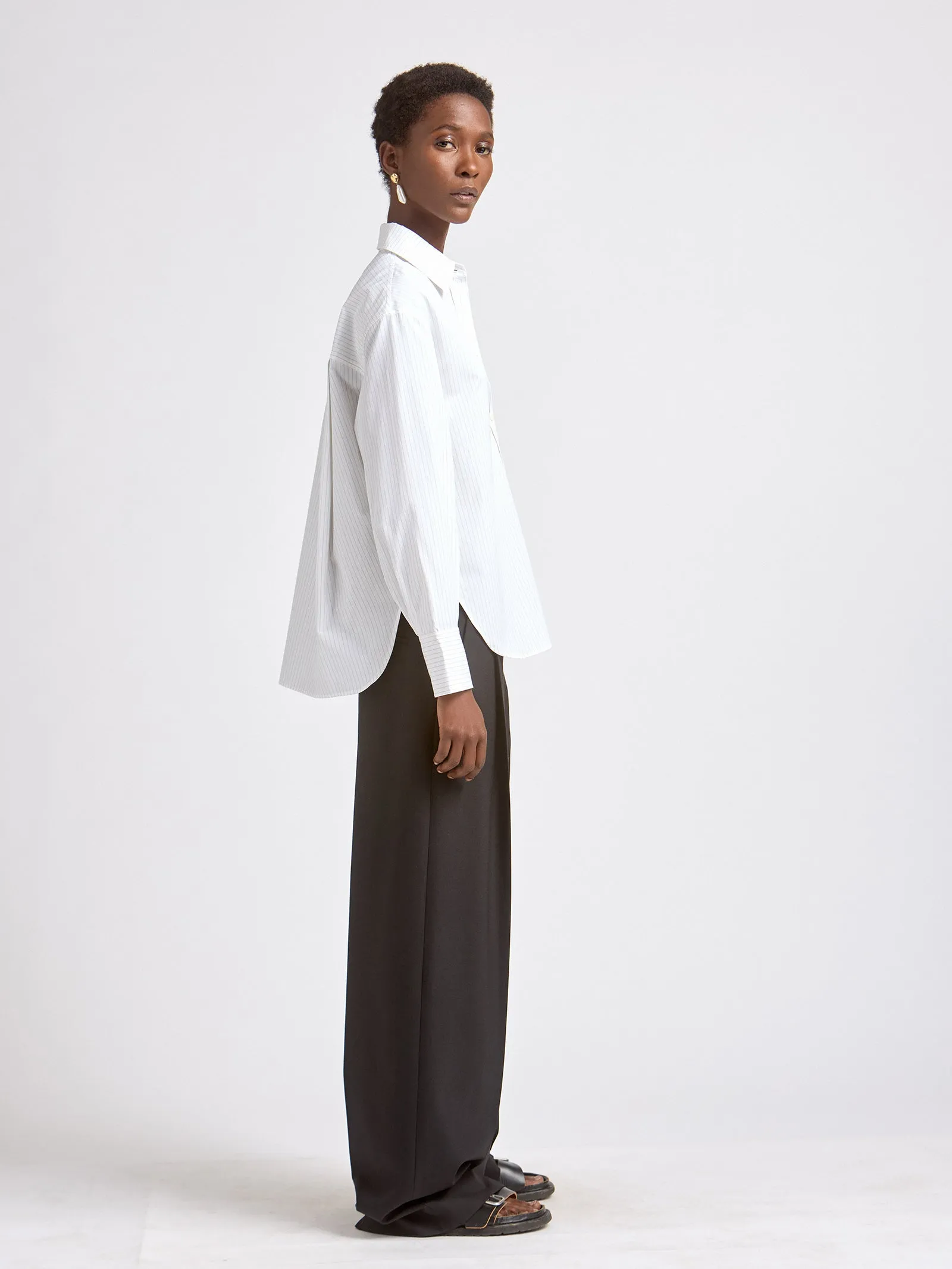 Organic Cotton Oversized Shirt in Fine Stripe sold by MARIA McMANUS product image thumbnail 2