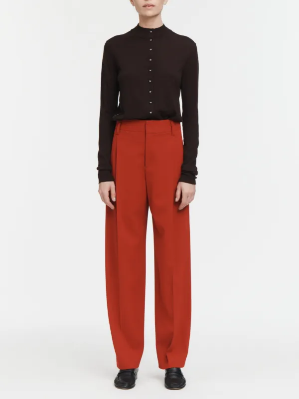 Mid Rise Single Pleat Front Trouser in Hunting Red made by MARIA McMANUS