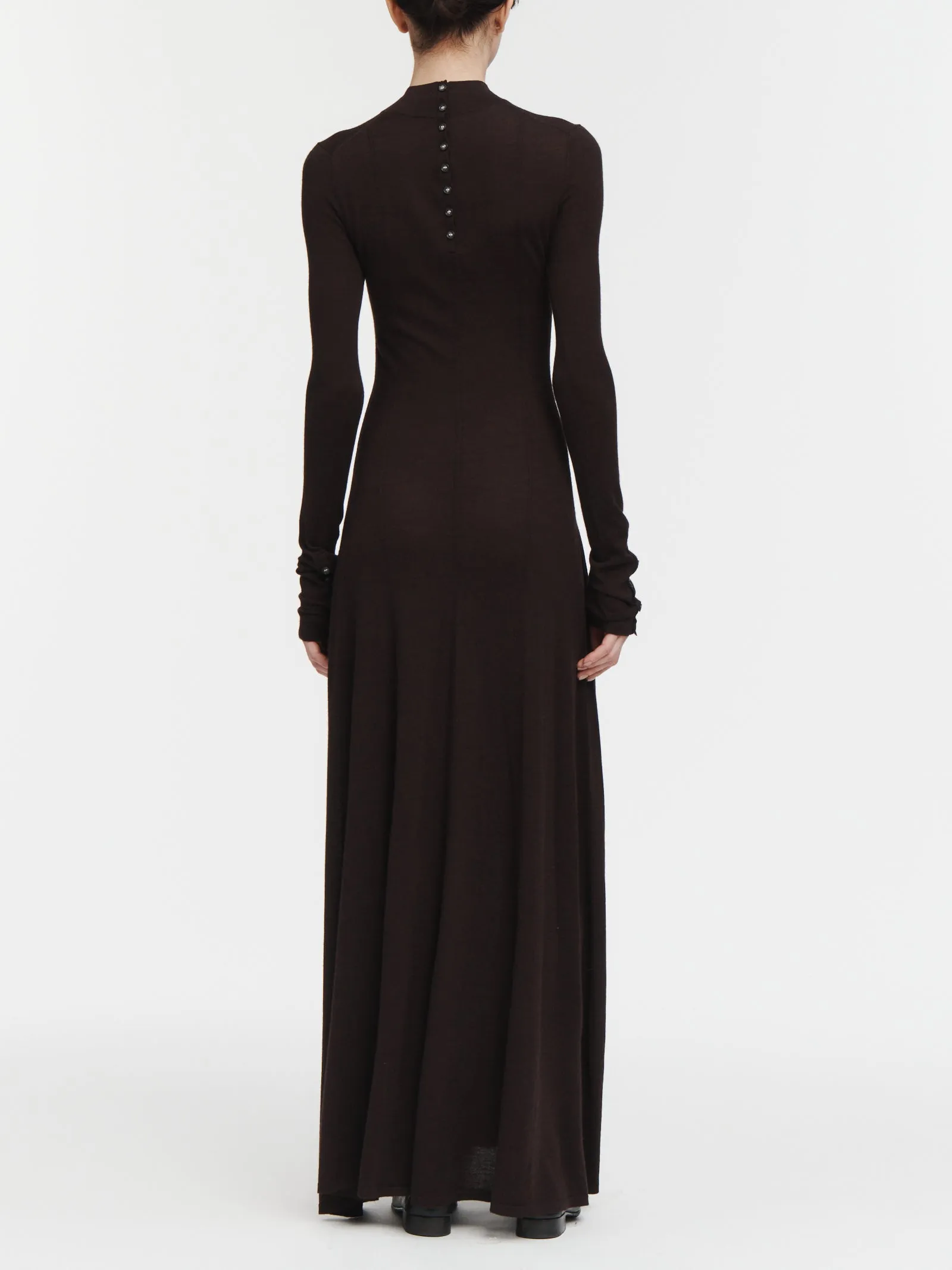 Godet Button Dress in Espresso sold by MARIA McMANUS product image thumbnail 4