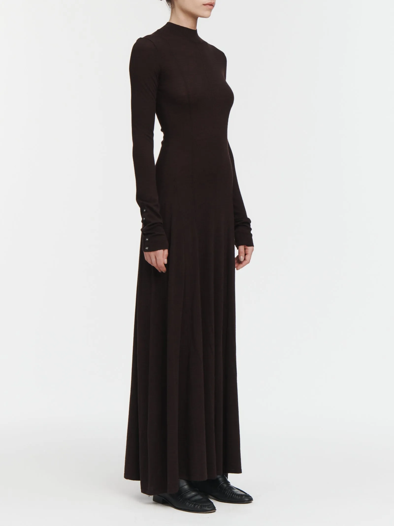 Godet Button Dress in Espresso sold by MARIA McMANUS product image thumbnail 2