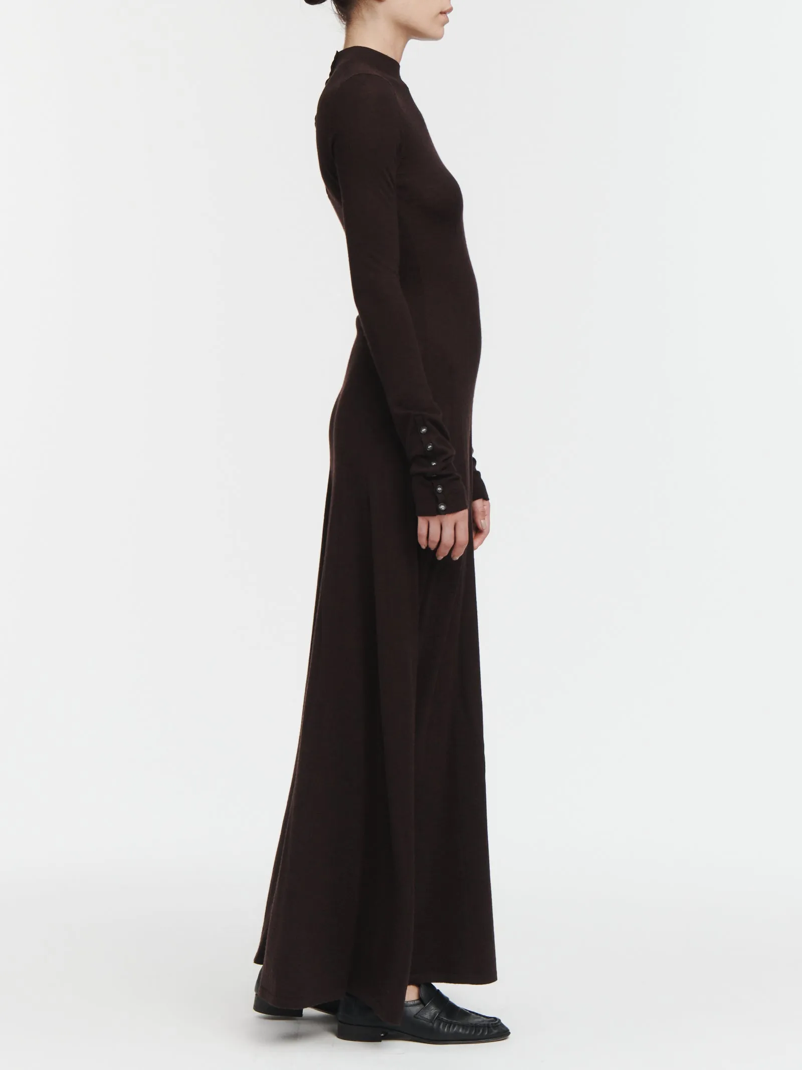 Godet Button Dress in Espresso sold by MARIA McMANUS product image thumbnail 3