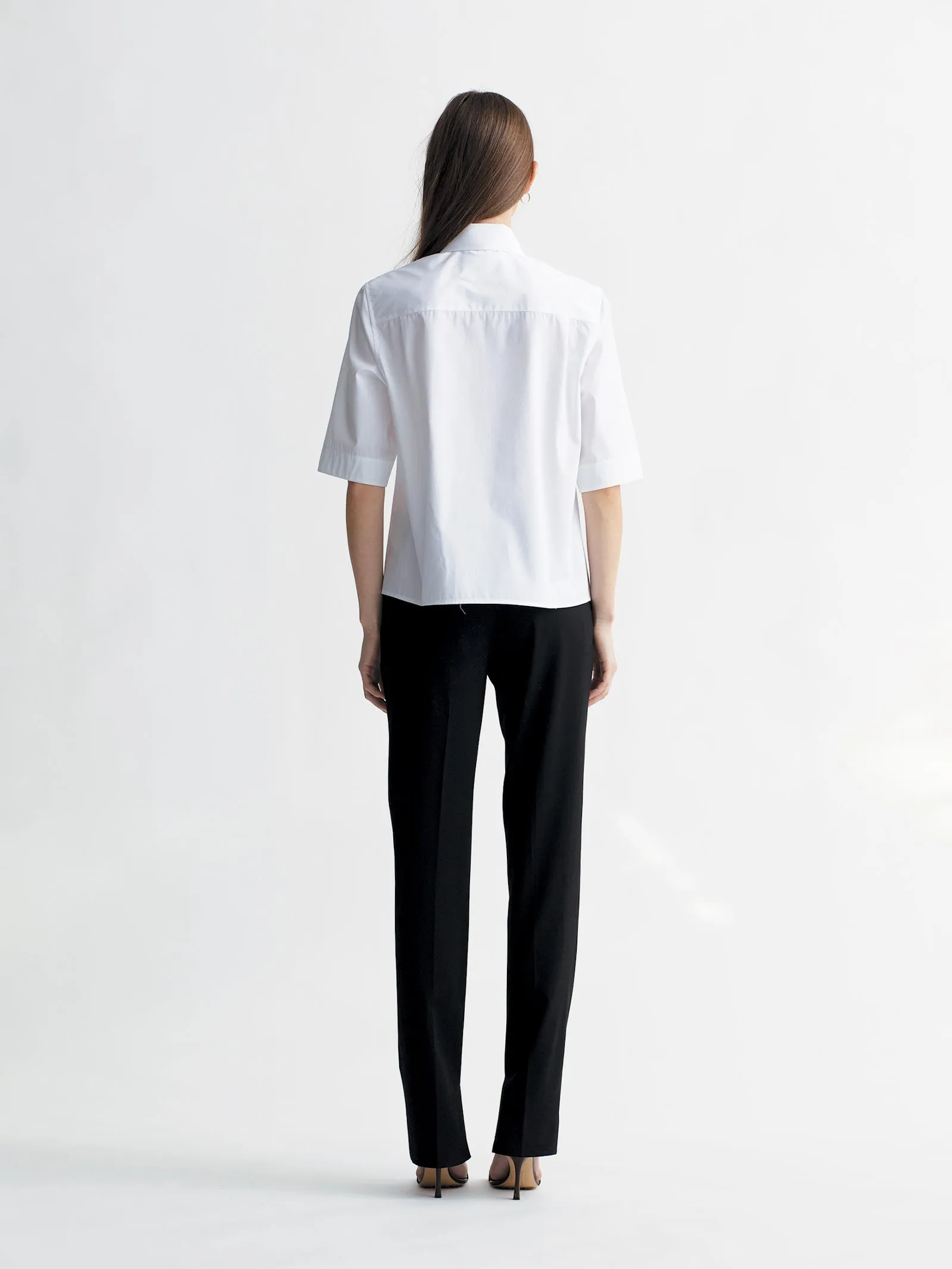 Short Sleeve Pocket Shirt in White Poplin sold by MARIA McMANUS product image thumbnail 3