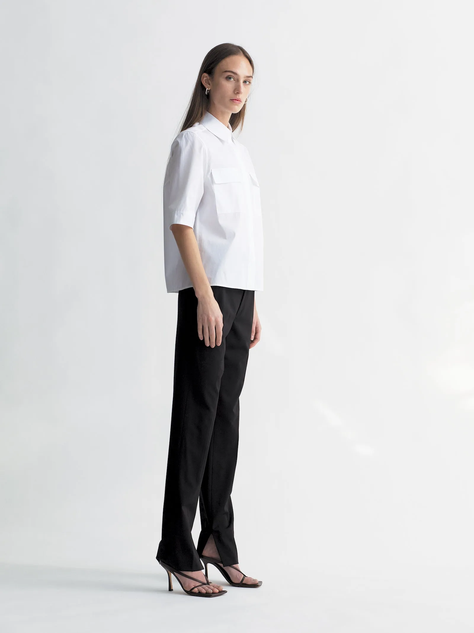 Short Sleeve Pocket Shirt in White Poplin sold by MARIA McMANUS product image thumbnail 2