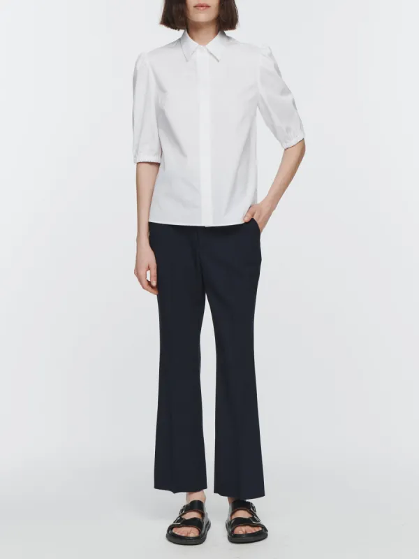Puff Sleeve Slim Shirt in White made by MARIA McMANUS