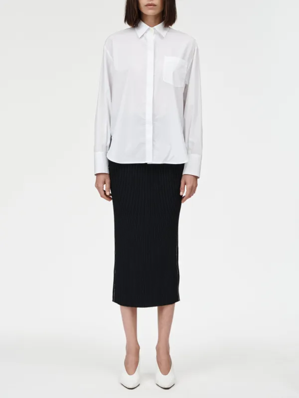 Oversized Covered Placket Shirt in White Voile sold by MARIA McMANUS