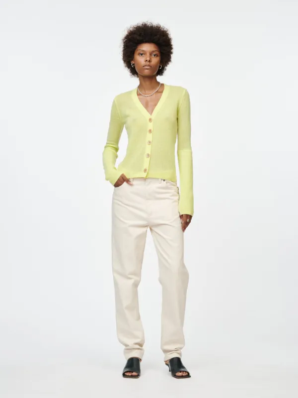 Featherweight V-Cardigan in Lemon Ice sold by MARIA McMANUS