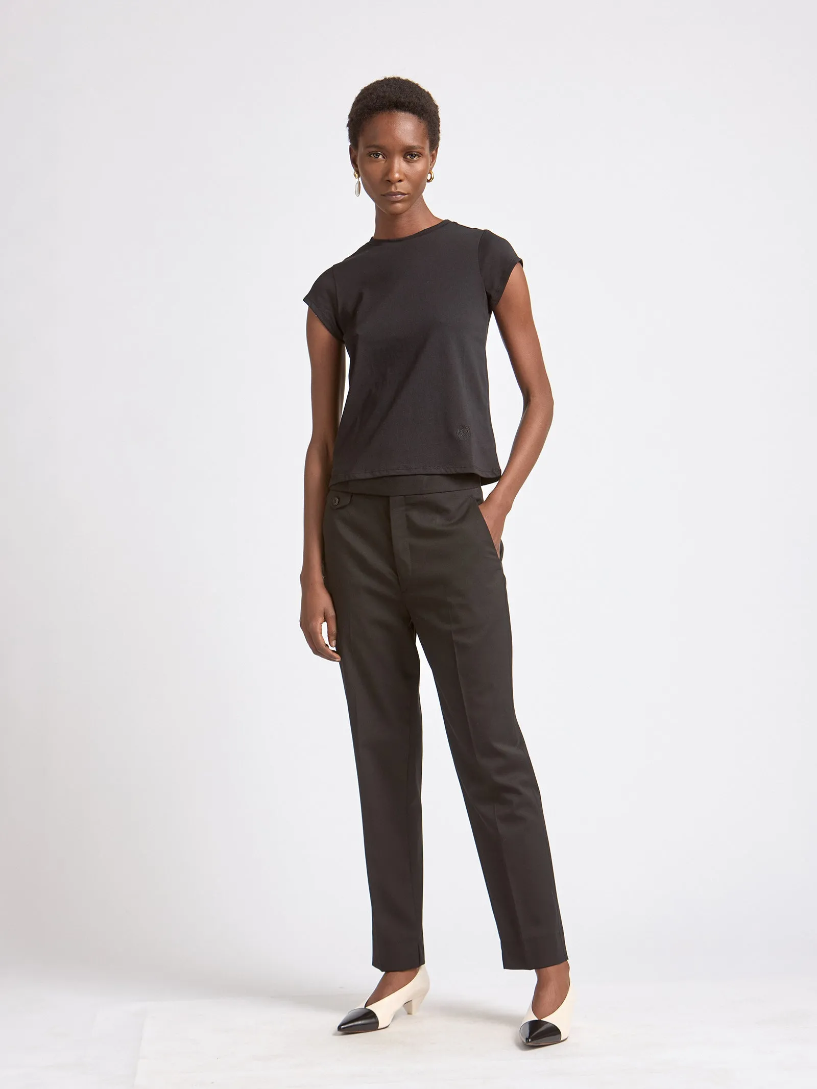 Mm X Emc Organic Cotton Embroidery T-Shirt in Black sold by MARIA McMANUS