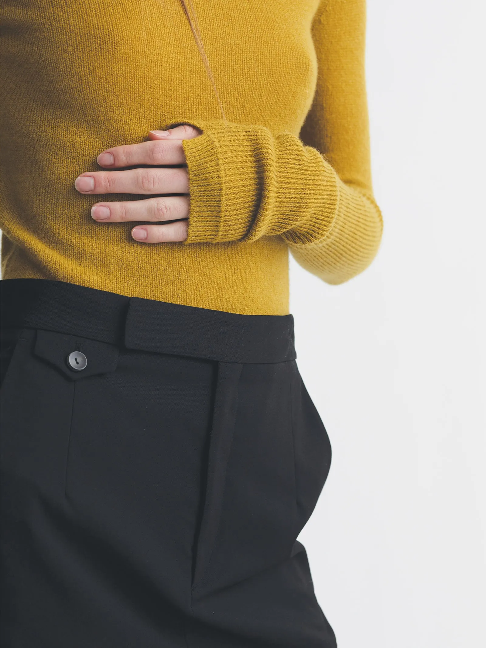 Open Stitch Cashmere Crew in Mustard sold by MARIA McMANUS product image thumbnail 5