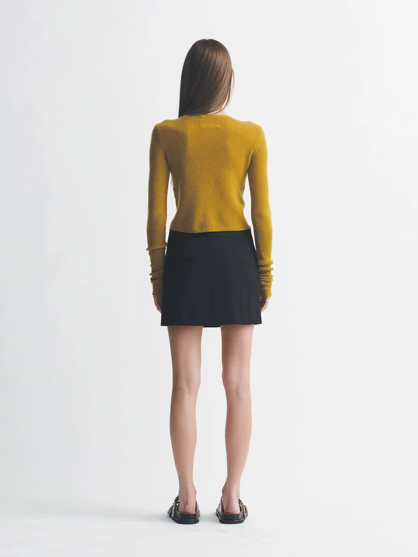 Open Stitch Cashmere Crew in Mustard sold by MARIA McMANUS product image thumbnail 3